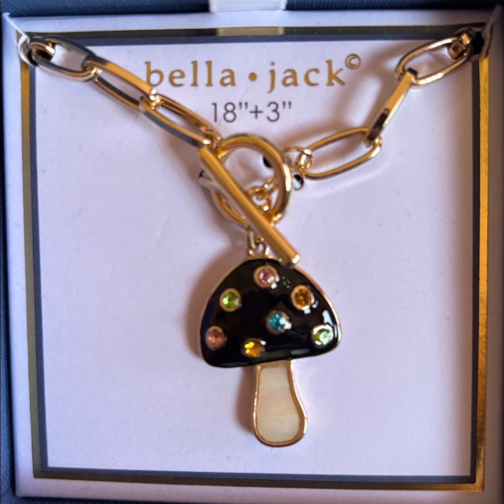 Bella Jack Gold-Tone 18”+3” Chain Necklace With Wild Mushroom Rhinestone Charm D